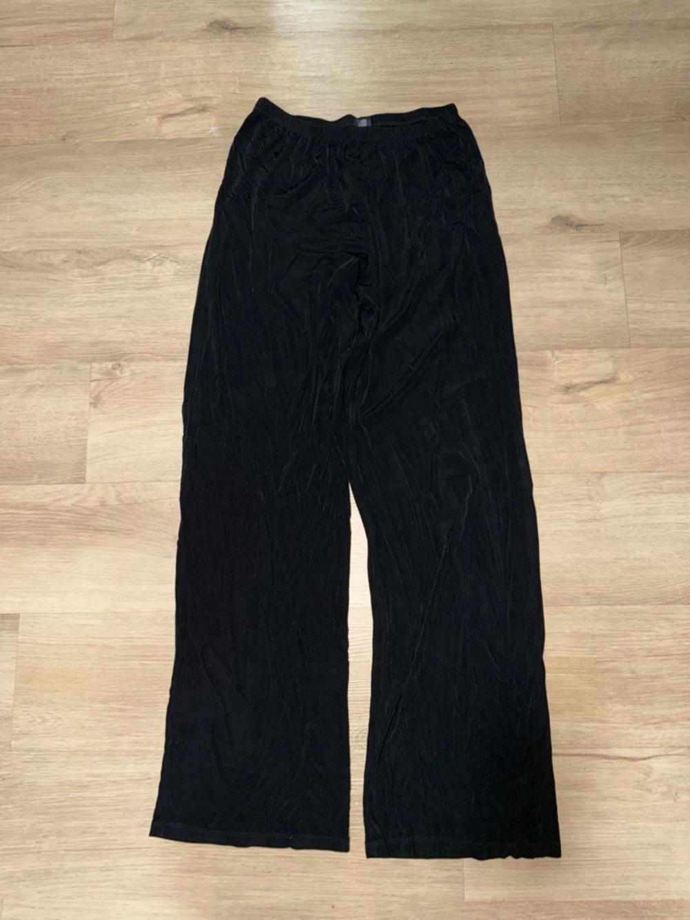 Women's Black Wide Leg Pants with Elastic Waist